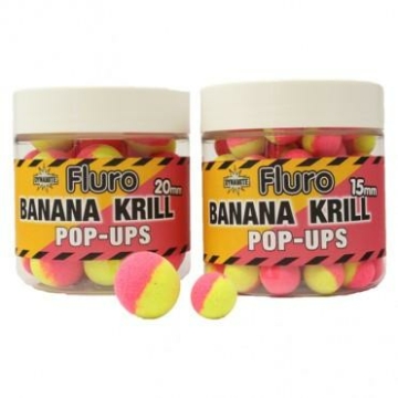 Dynamite Baits bojli Krill & Banana Fluro Two Tone Pop-Ups